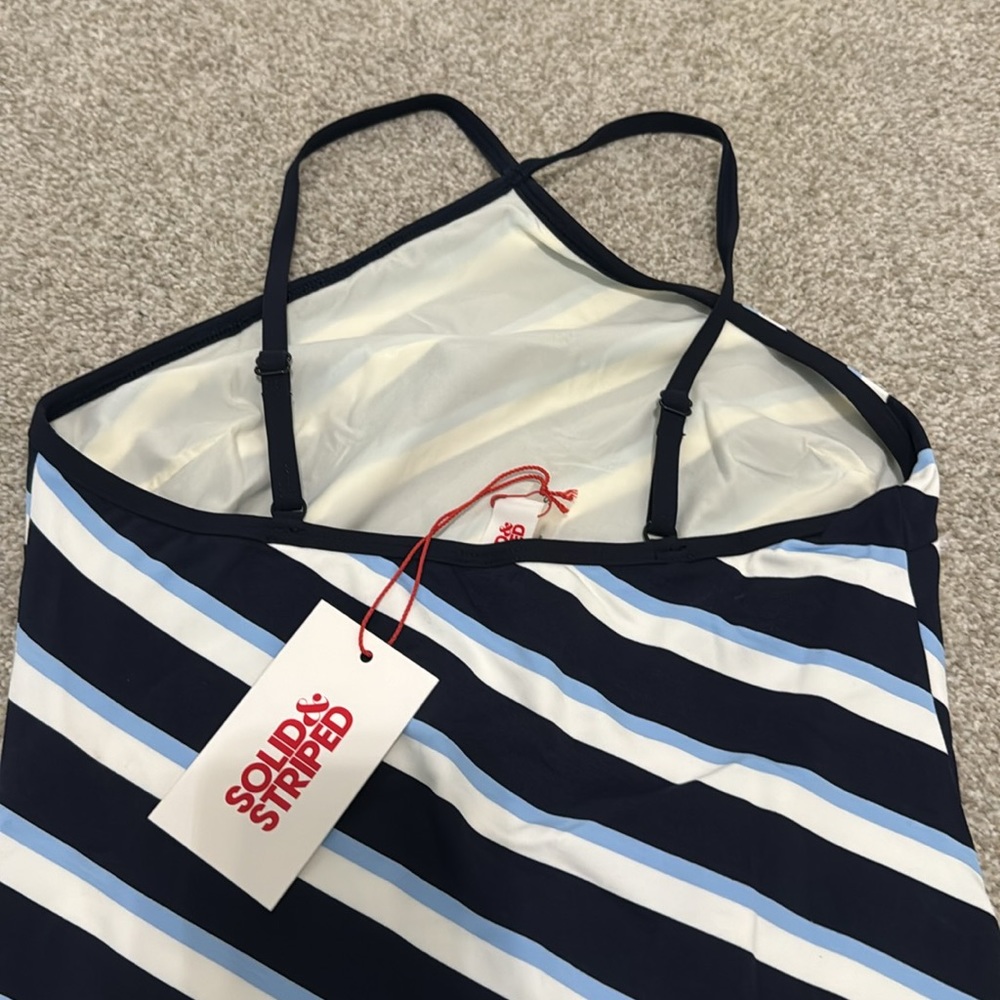 SOLID & STRIPED Navy and White Striped One-Piece Swimsuit - Picture 5 of 5